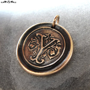 Wax Seal Charm Initial Y - wax seal jewelry pendant alphabet charms Letter Y - RQP Studio