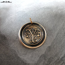 Load image into Gallery viewer, Wax Seal Charm Initial Y - wax seal jewelry pendant alphabet charms Letter Y - RQP Studio
