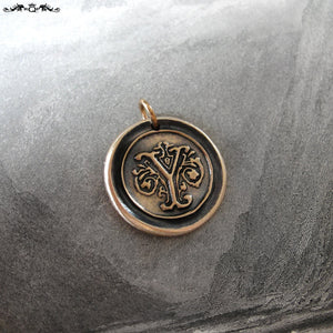 Wax Seal Charm Initial Y - wax seal jewelry pendant alphabet charms Letter Y - RQP Studio