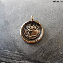 Load image into Gallery viewer, Wax Seal Charm - Flower and Butterfly - antique wax seal jewelry German motto I Wait - RQP Studio
