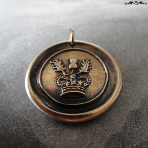 Thistle Wax Seal Charm - antique Scotland wax seal charm jewelry Scottish thistle crown - RQP Studio