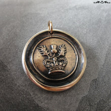 Load image into Gallery viewer, Thistle Wax Seal Charm - antique Scotland wax seal charm jewelry Scottish thistle crown - RQP Studio

