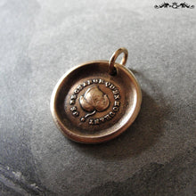 Load image into Gallery viewer, Leaf Wax Seal Charm - antique wax seal jewelry pendant French Constancy motto I Change Only In Death - RQP Studio
