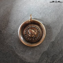 Load image into Gallery viewer, Leaf Wax Seal Charm - antique wax seal jewelry pendant French Constancy motto I Change Only In Death - RQP Studio
