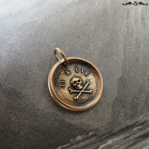 Skull Wax Seal Charm - antique wax seal jewelry pendant Memento Mori skull French motto It Hath Been - RQP Studio