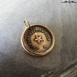 Wax Seal Charm North Star antique wax seal charm jewelry - French motto guiding star Trust It - RQP Studio