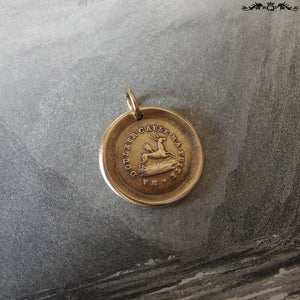 Broken Heart Wax Seal Charm - antique wax seal jewelry pendant deer pierced with arrow and French motto - RQP Studio