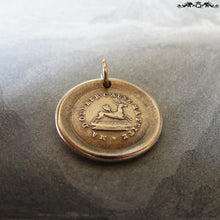 Load image into Gallery viewer, Broken Heart Wax Seal Charm - antique wax seal jewelry pendant deer pierced with arrow and French motto - RQP Studio
