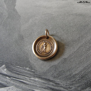 Friendship Wax Seal Charm - antique wax seal jewelry pendant with French friends forever motto - RQP Studio