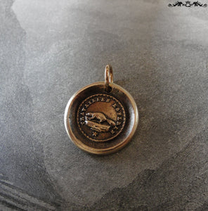 Beaver Wax Seal Charm Perseverance - antique wax seal jewelry pendant Key to Happiness - RQP Studio