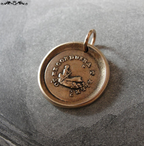 Wax Seal Charm Guiding Star - antique wax seal jewelry pendant French motto North Star - RQP Studio