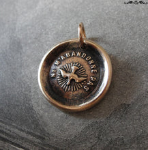 Load image into Gallery viewer, Holy Spirit Wax Seal Charm - antique wax seal jewelry pendant Christian Faith motto Forsake Me Not - RQP Studio
