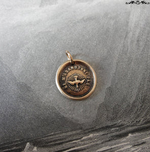 Holy Spirit Wax Seal Charm - antique wax seal jewelry pendant Christian Faith motto Forsake Me Not - RQP Studio