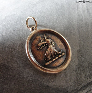 Wolf Wax Seal Pendant - Courage symbol with wolf head crest - RQP Studio