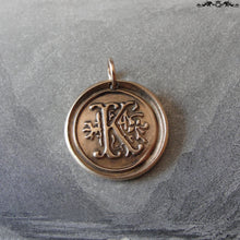 Load image into Gallery viewer, Wax Seal Charm Initial K - wax seal jewelry pendant alphabet charms Letter K - RQP Studio
