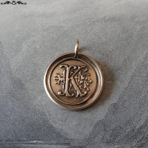 Wax Seal Charm Initial K - wax seal jewelry pendant alphabet charms Letter K - RQP Studio