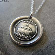 Load image into Gallery viewer, Coffin Wax Seal Necklace - Mourning Death antique wax seal charm jewelry coping with grief and loss - RQP Studio
