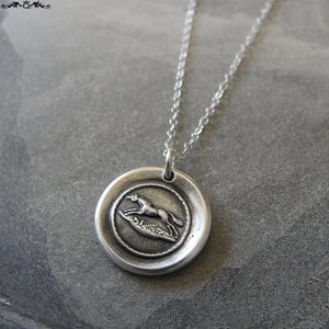 Horse Wax Seal Necklace - equestrian antique wax seal charm jewelry from French seal - galloping horse - RQP Studio