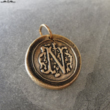 Load image into Gallery viewer, Wax Seal Charm Initial N - wax seal jewelry pendant alphabet charms Letter N - RQP Studio
