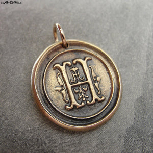 Wax Seal Charm Initial H - wax seal jewelry pendant alphabet charms Letter H - RQP Studio