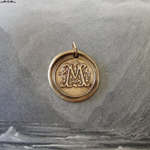 Load image into Gallery viewer, Wax Seal Charm Initial M - wax seal jewelry pendant alphabet charms Letter M - RQP Studio
