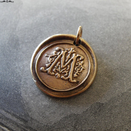 Wax Seal Charm Initial M - wax seal jewelry pendant alphabet charms Letter M - RQP Studio