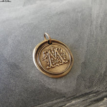 Load image into Gallery viewer, Wax Seal Charm Initial M - wax seal jewelry pendant alphabet charms Letter M - RQP Studio
