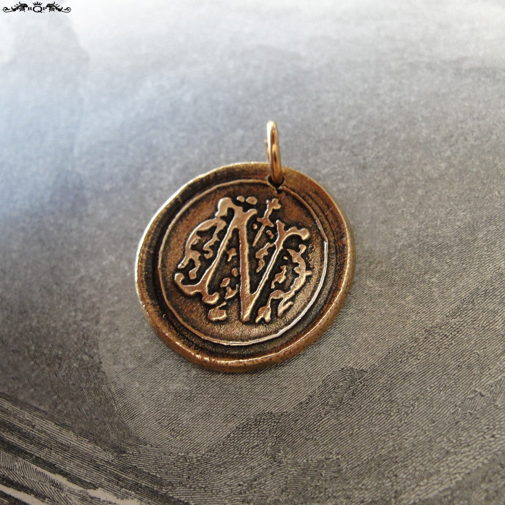 Wax Seal Charm Initial N - wax seal jewelry pendant alphabet charms Letter N - RQP Studio