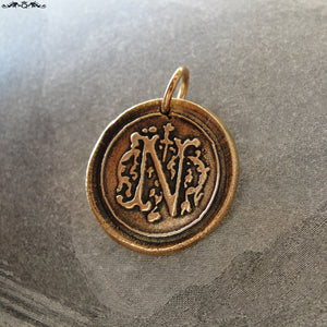 Wax Seal Charm Initial N - wax seal jewelry pendant alphabet charms Letter N - RQP Studio