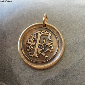 Wax Seal Charm Initial F - wax seal jewelry pendant alphabet charms Letter F - RQP Studio