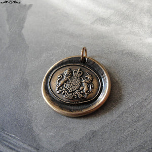 Bronze Wax seal pendant - British Royal Coat of Arms crest - RQP Studio