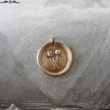 Load image into Gallery viewer, Tulip Wax Seal Charm - Viceroy tulip  antique wax seal jewelry in bronze - Language of Flowers - Fame - Stay Grounded - RQP Studio
