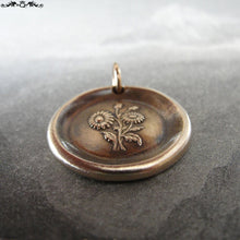 Load image into Gallery viewer, Daisy Wax Seal Charm - antique wax seal jewelry pendant Language of Flowers - Beauty Innocence - RQP Studio
