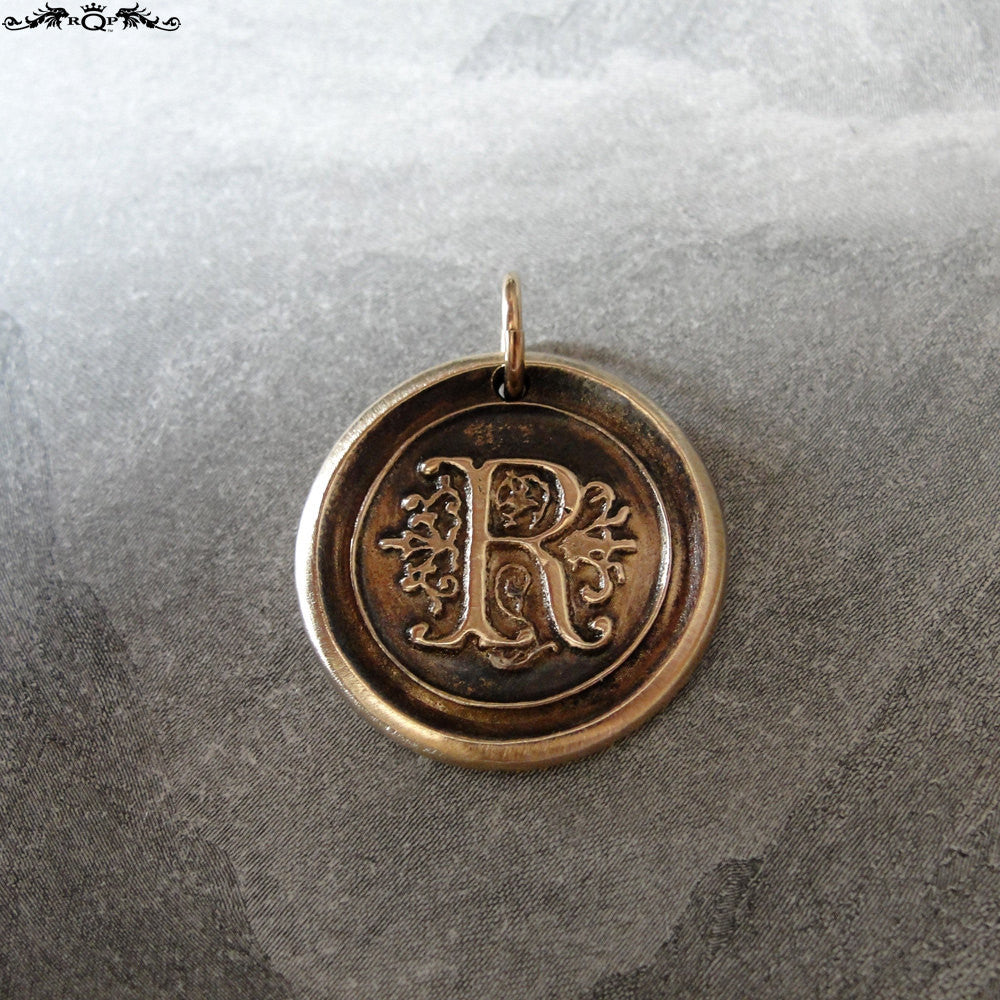 Wax Seal Charm Initial R - wax seal jewelry pendant alphabet charms Letter R - RQP Studio
