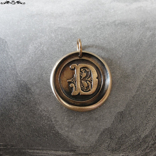 Wax Seal Charm Initial D - wax seal jewelry pendant alphabet charms Letter D - RQP Studio
