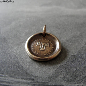 Friendship Wax Seal Charm - antique wax seal jewelry Good Friends French motto with Winged Hourglass - RQP Studio