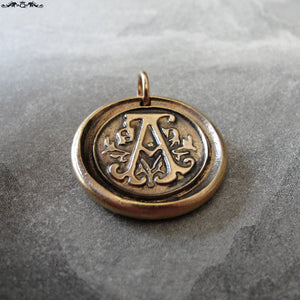 Wax Seal Charm Initial A - wax seal jewelry pendant alphabet charms Letter A - RQP Studio