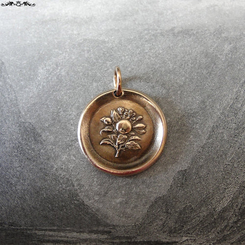 Apple Blossom Wax Seal Charm - antique wax seal jewelry Language of Flowers Temptation Preference - RQP Studio