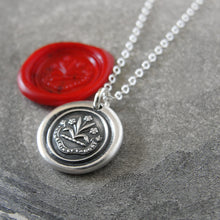 Load image into Gallery viewer, By Effort And Hard Work - Silver Wax Seal Necklace - Forget Me Not Flower
