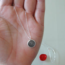 Load image into Gallery viewer, By Effort And Hard Work - Silver Wax Seal Necklace - Forget Me Not Flower
