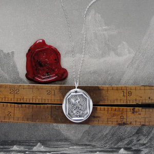 I Remain Unvanquished - Silver Lion Wax Seal Necklace - Unbeaten - RQP Studio