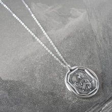 Load image into Gallery viewer, I Remain Unvanquished - Silver Lion Wax Seal Necklace - Unbeaten - RQP Studio

