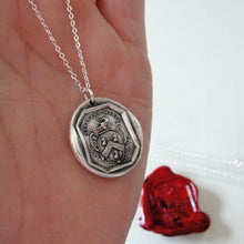 Load image into Gallery viewer, I Remain Unvanquished - Silver Lion Wax Seal Necklace - Unbeaten - RQP Studio
