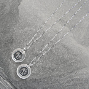 Just For You - Miniature Silver Rose Wax Seal Necklace