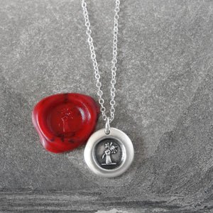 Just For You - Miniature Silver Rose Wax Seal Necklace