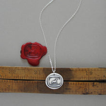 Load image into Gallery viewer, Silver Donkey Wax Seal Necklace Know Thyself antique wax seal charm jewelry Patience Humility
