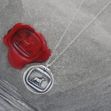 Load image into Gallery viewer, Silver Donkey Wax Seal Necklace Know Thyself antique wax seal charm jewelry Patience Humility

