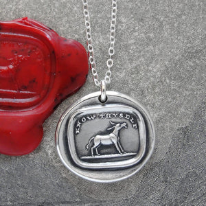 Silver Donkey Wax Seal Necklace Know Thyself antique wax seal charm jewelry Patience Humility