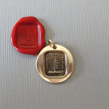 Load image into Gallery viewer, Wax Seal Pendant with Leaning Fir Tree - Unique Be Yourself - Antique Bronze Wax Seal Jewelry
