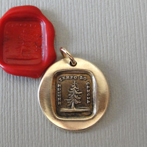 Wax Seal Pendant with Leaning Fir Tree - Unique Be Yourself - Antique Bronze Wax Seal Jewelry